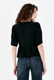 SUTTON PEPLUM TOP BLACK VELVET PETUNIA