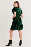 KARIANA FRONT PLACKET DRESS DARK GREEN VELVET