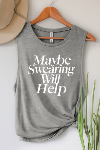 MAYBE SWEARING MINERAL GRAPHIC TANK TOP