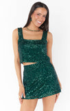 tara crop top 	 EMERALD SEQUINS