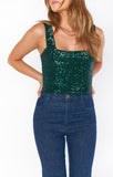 tara crop top 	 EMERALD SEQUINS