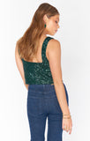 tara crop top 	 EMERALD SEQUINS