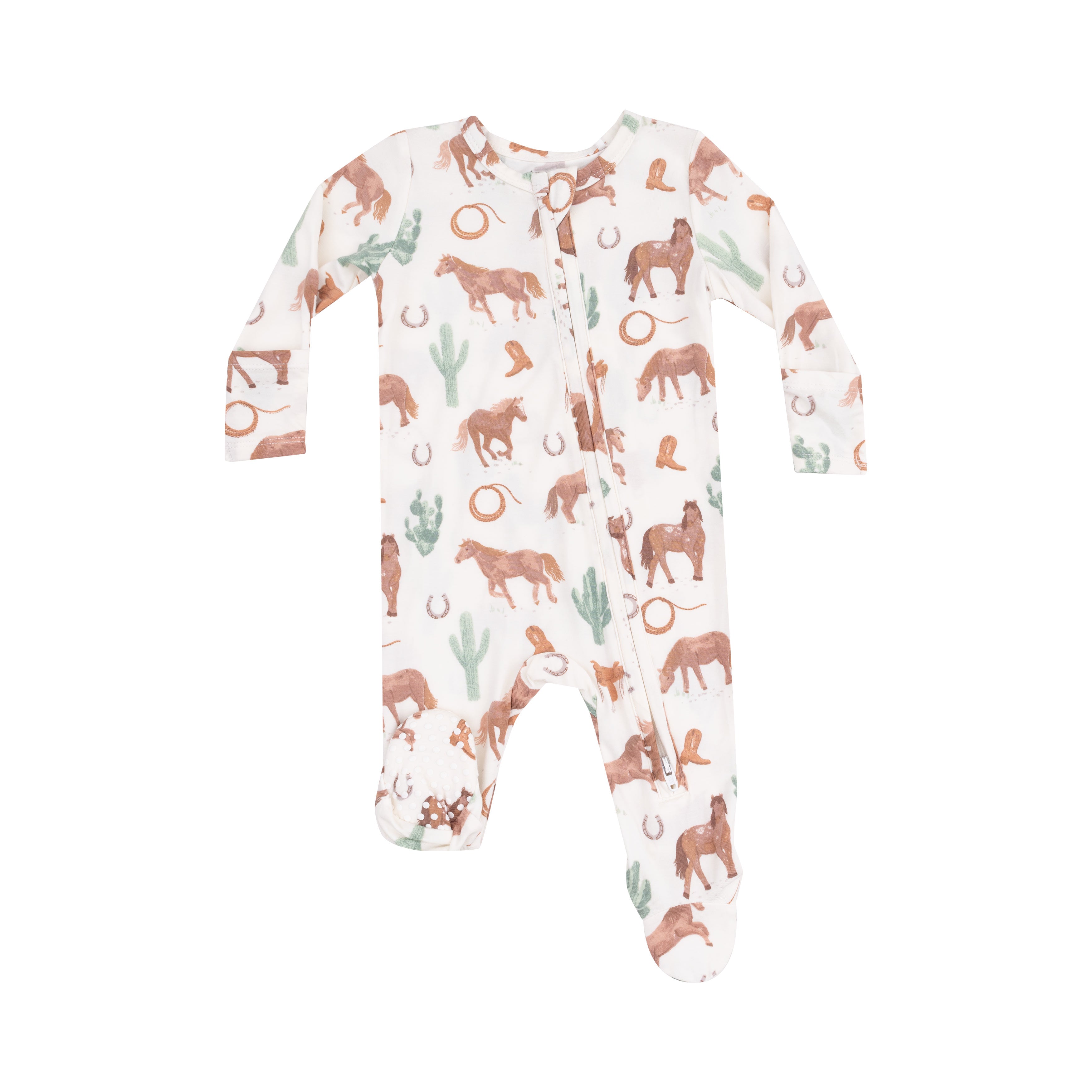Western Horses 2 Way Zipper Footie
