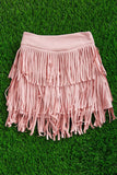 3 LAYER FRINGE FAUX SUEDE SKIRT