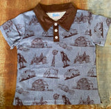 Boys Western Print Polo